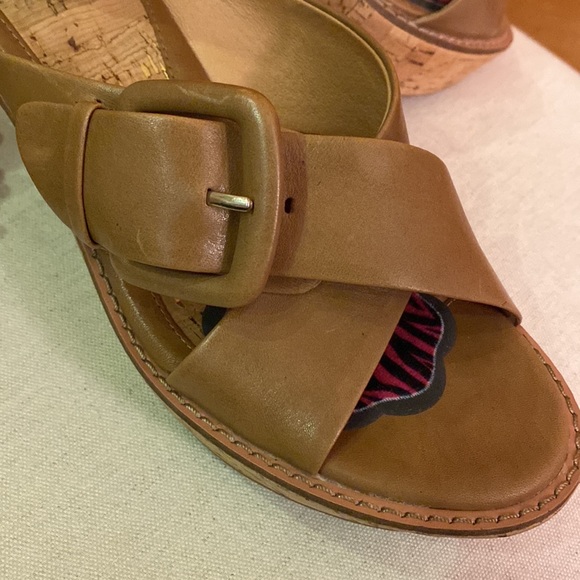 SOFFT Leather Sandals Cork Wedge Slide 9W - Picture 4 of 9